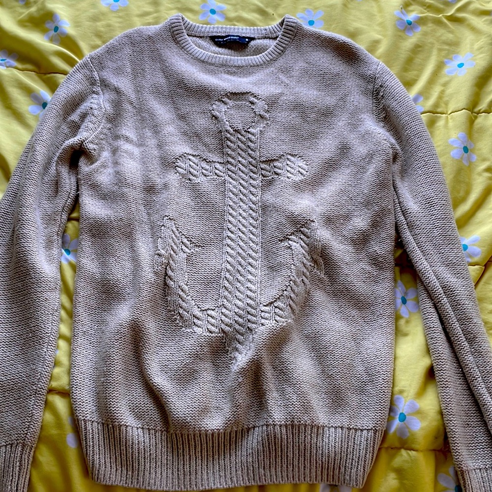 Vintage tan sweater with anchor design